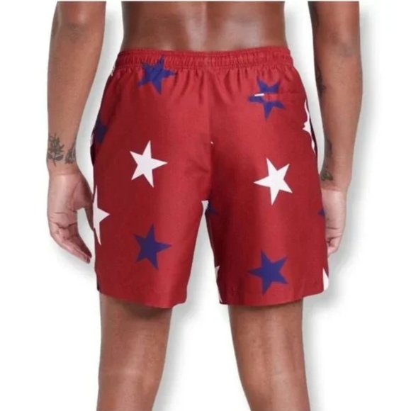 Walnut & 39th - Men's 7 " Star Swim Trunk - Red - Picture 2 of 5